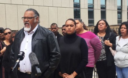 Members of the W&J Traditional Owners Council outside the Federal Court Members of the W&J Traditional Owners Council outside the Federal Court
